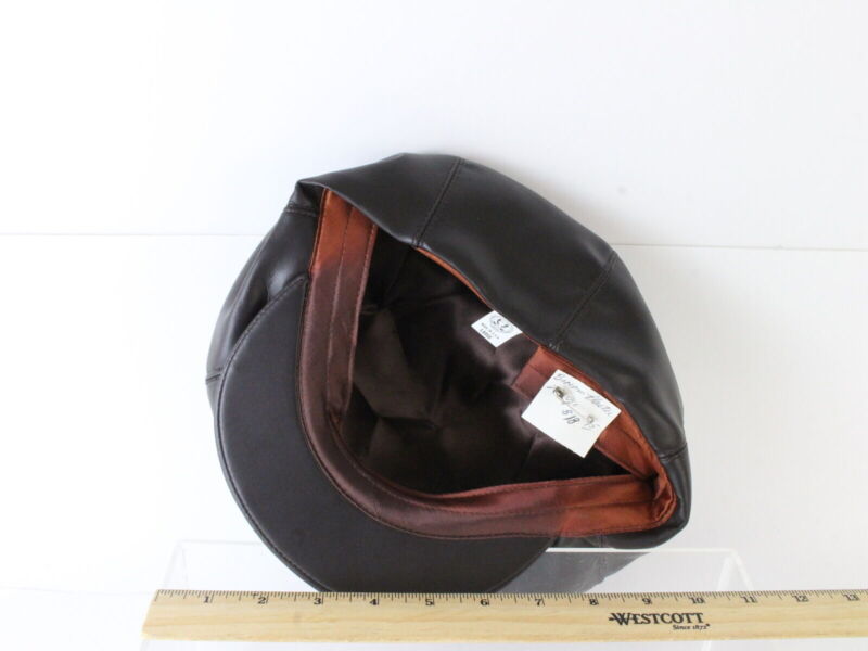 Mens Brown Naugahyde Eight Quarter Cap NEWSBOY IVY MULTIPLE SIZES