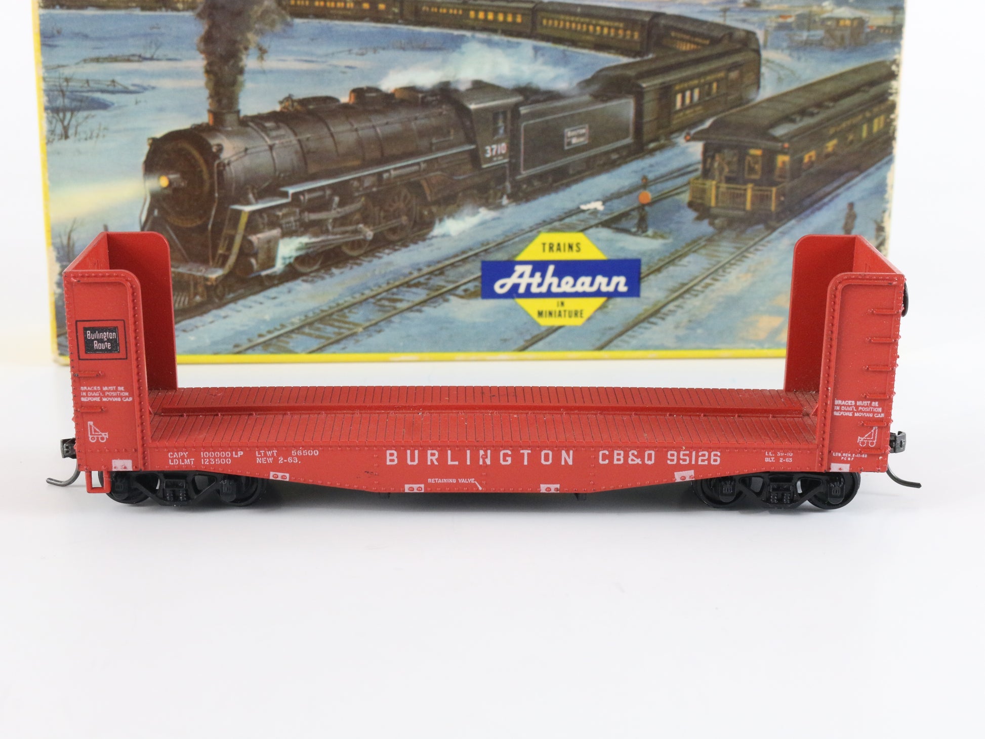 Burlington CB&Q Pulp Wood Flat Car Athearn HO