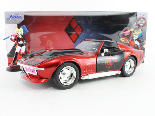 Harley Quinn Figure w/ 1969 Chevy Corvette Stingray Jada 1:24 Scale Model 31196