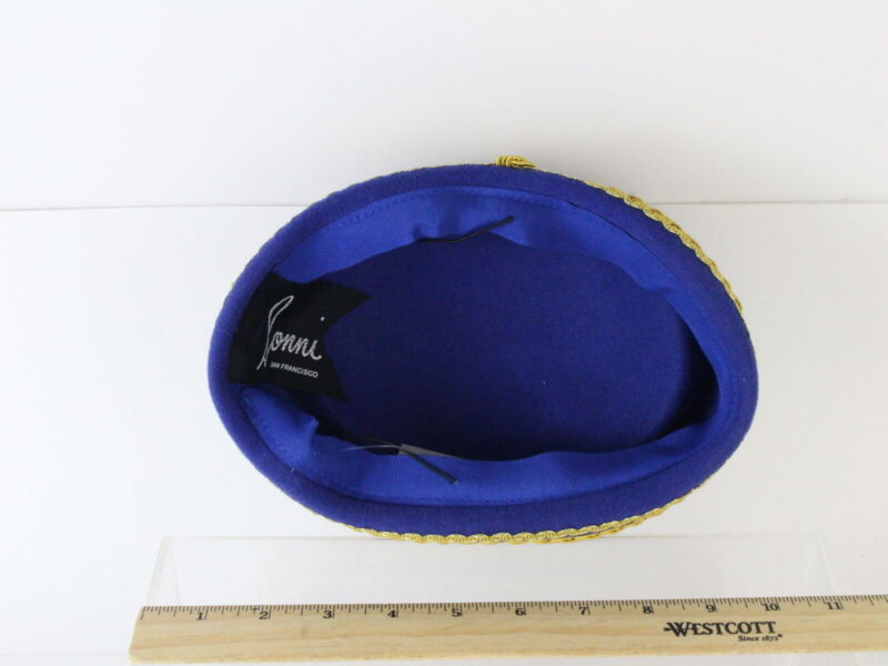 Sonni Of California Ladies Boutique Royal Blue And Gold Felt Cap 6 7/8 55cm