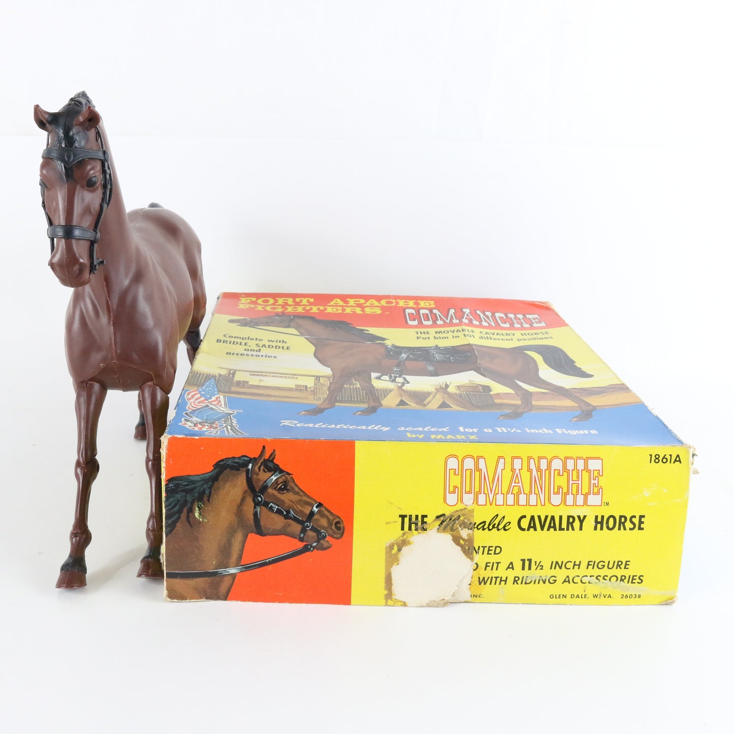 Vintage Marx Comanche Fort Apache Fighters Moveable Cavalry Horse 11.5" 1861a