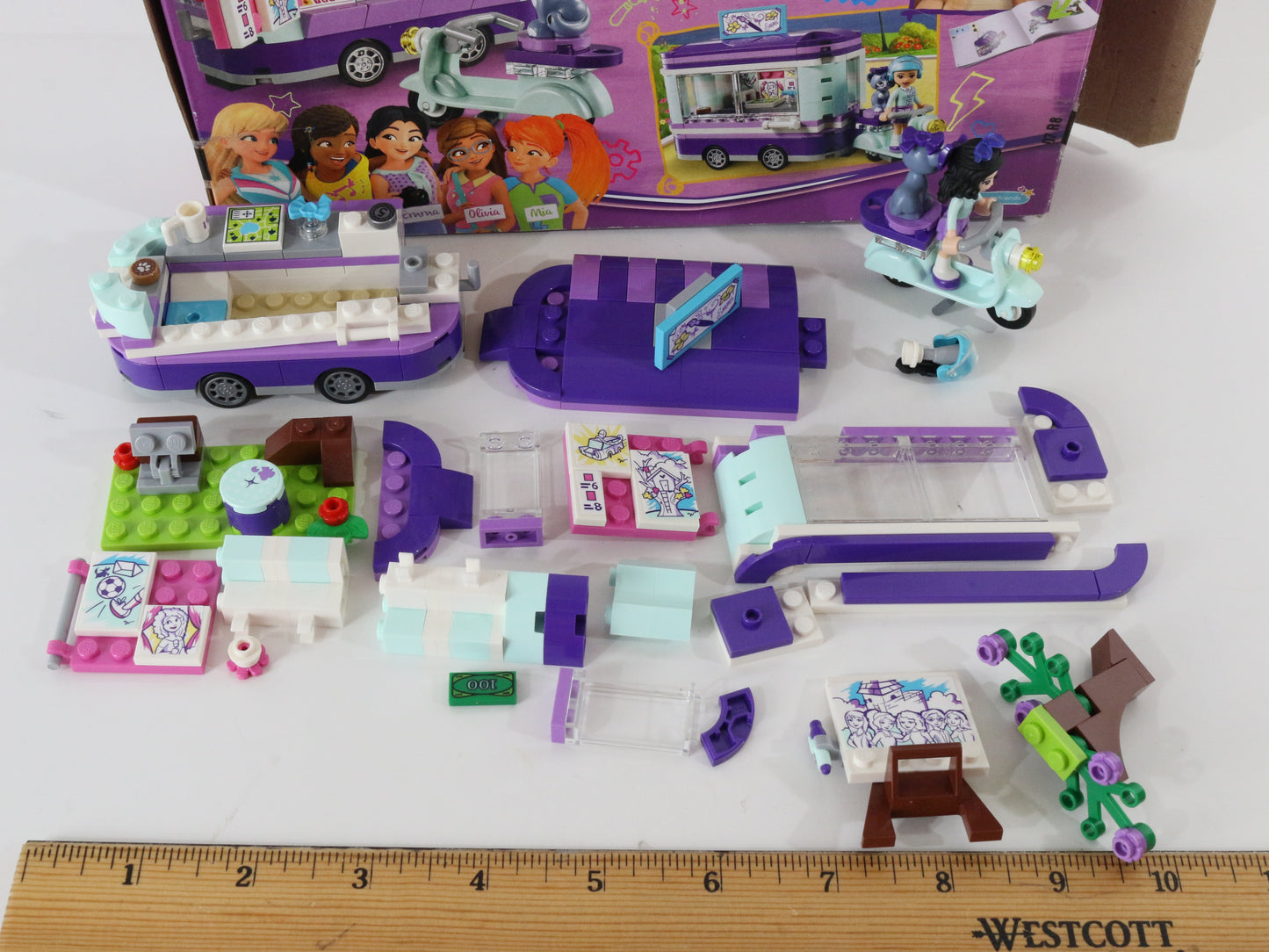 Lego Friends Emmas Art Stand Partly Built Set 41332 W/ Box & Instructions