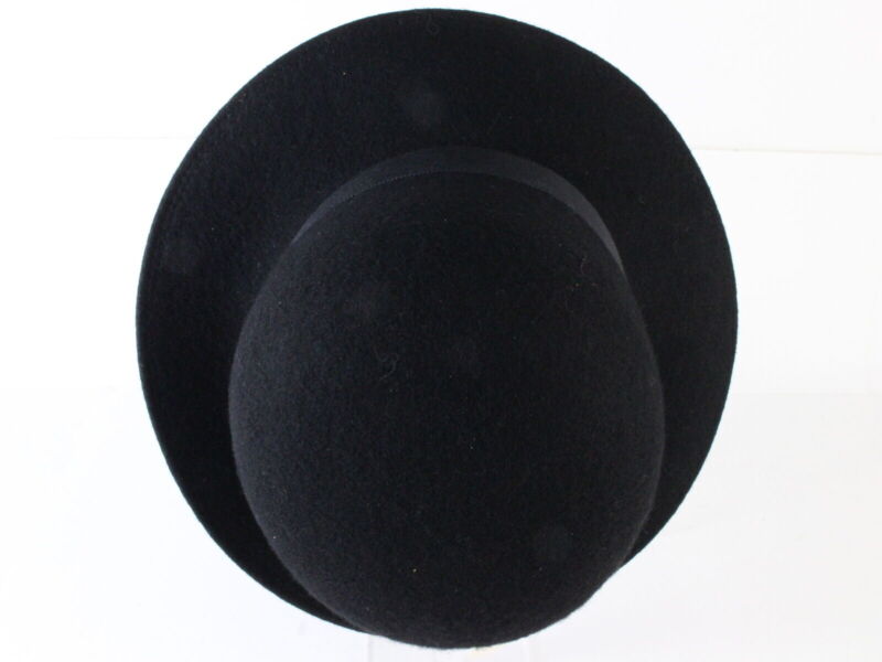 Miss Bierner Ladies Black Wool Felt Boutique Hat W/ Band 7 1/4 58cm