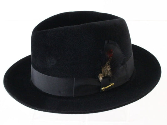 Vintage Biltmore Mens Black Velurin Fedora W/ Feather MULTIPLE SIZES