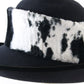 Peter Bettley Ladies Black Wool Felt Hat W/ Cowprint Band 7 1/8 57cm