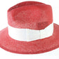 Vintage Biltmore Mens Red Straw Fedora W/ White Band S SMALL