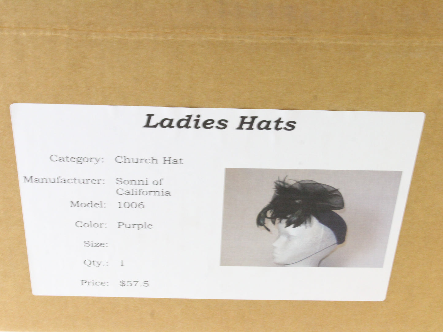 Sonni Of California Ladies Purple Fascinator Hat W/ Black Feathers 30.5cm