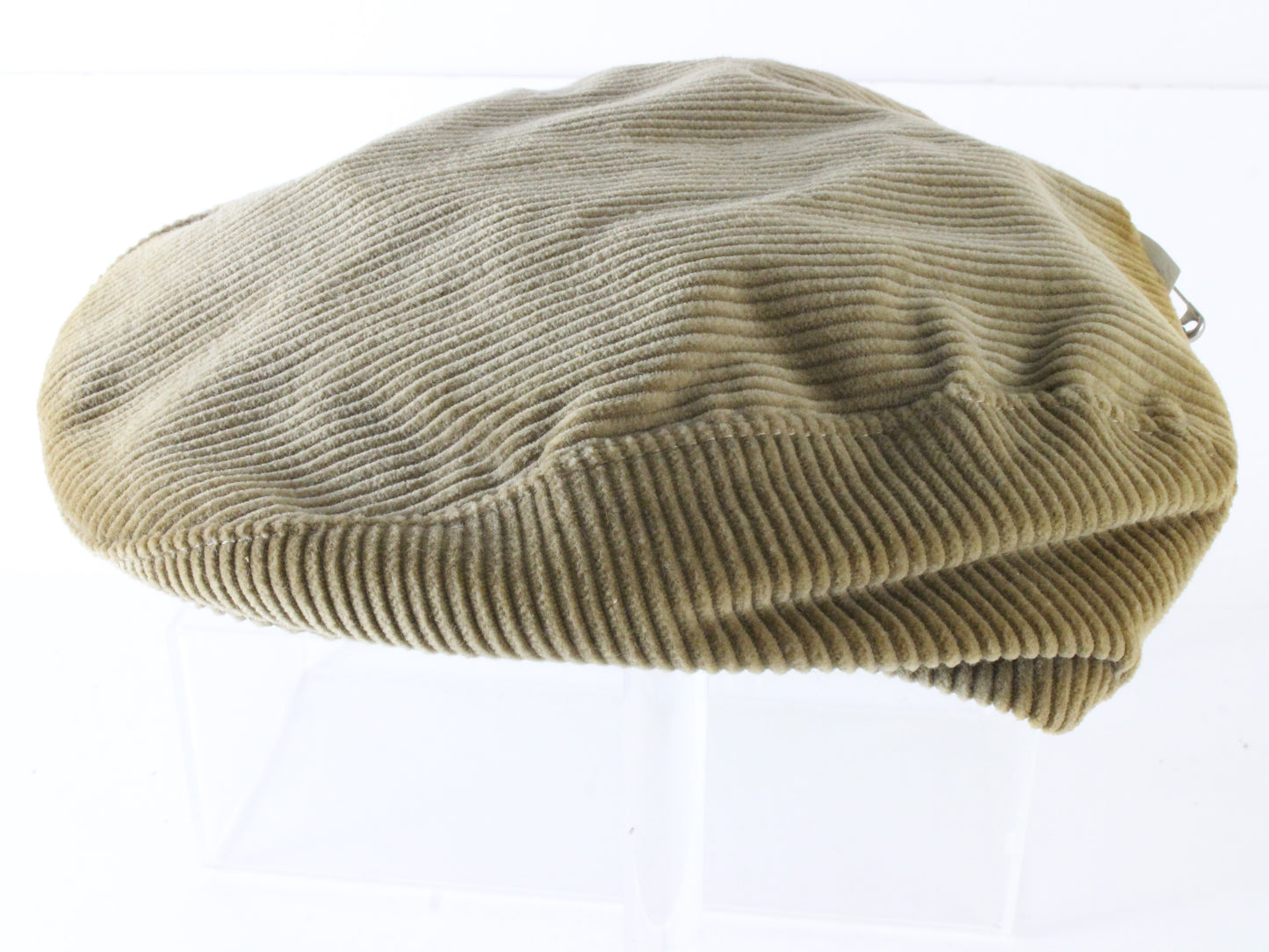 Mens Classic Tan Corduroy Newsboy Hat Ivy League Cap W/ Pink Interior SIZE: M