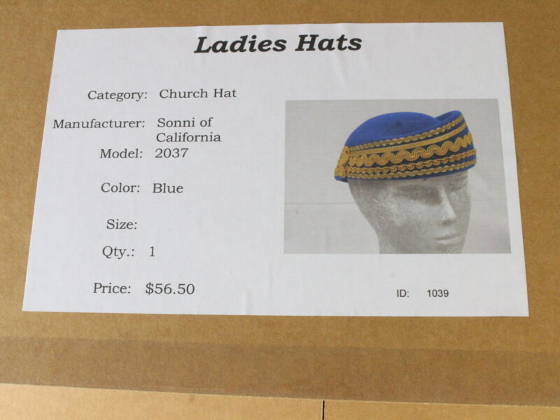 Sonni Of California Ladies Boutique Royal Blue And Gold Felt Cap 6 7/8 55cm