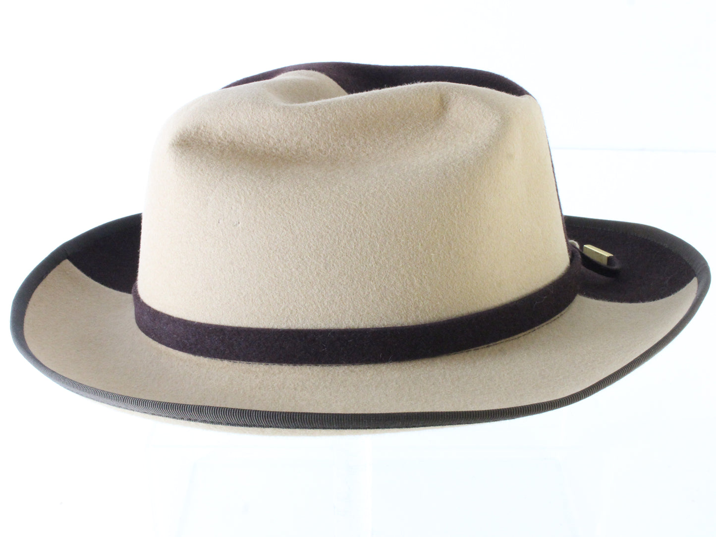 Borsalino Fancy Boutique Ladies Beige and Brown Felt Hat Made Italy Size: M