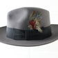 Stetson Mens Caribou Gray Felt Fedora W/ Brown and Red Feathers 6 3/4 54cm