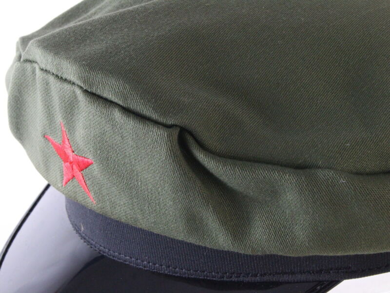 Mens Olive Green Serviceman Hat RED STAR (Prop Costume Military Hat?) One Size