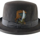Top Hatters Mens Brown Fur Felt Fedora Derby Hat W/ Orange Feather 5x 6 7/8 55cm