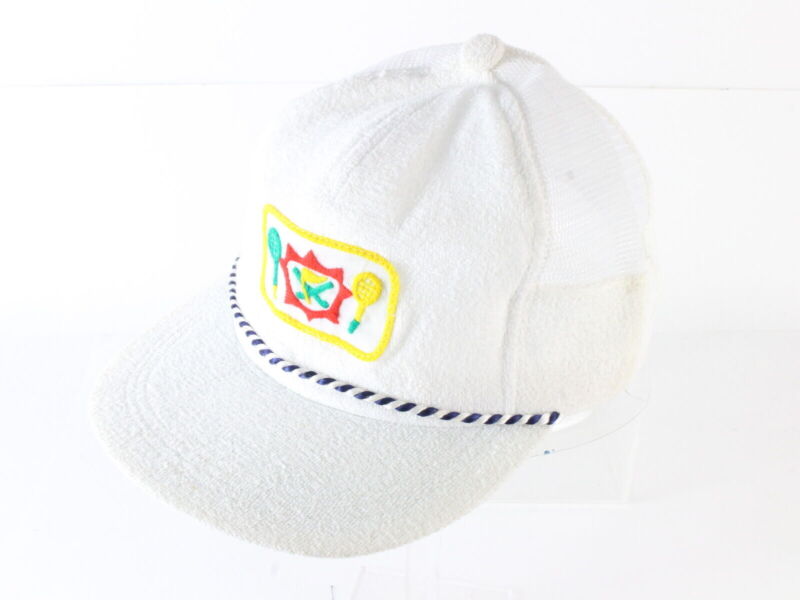 Langenberg Hat Co SNAPBACK White Cotton Terry Ball Cap W/ Tennis Emblem One Size