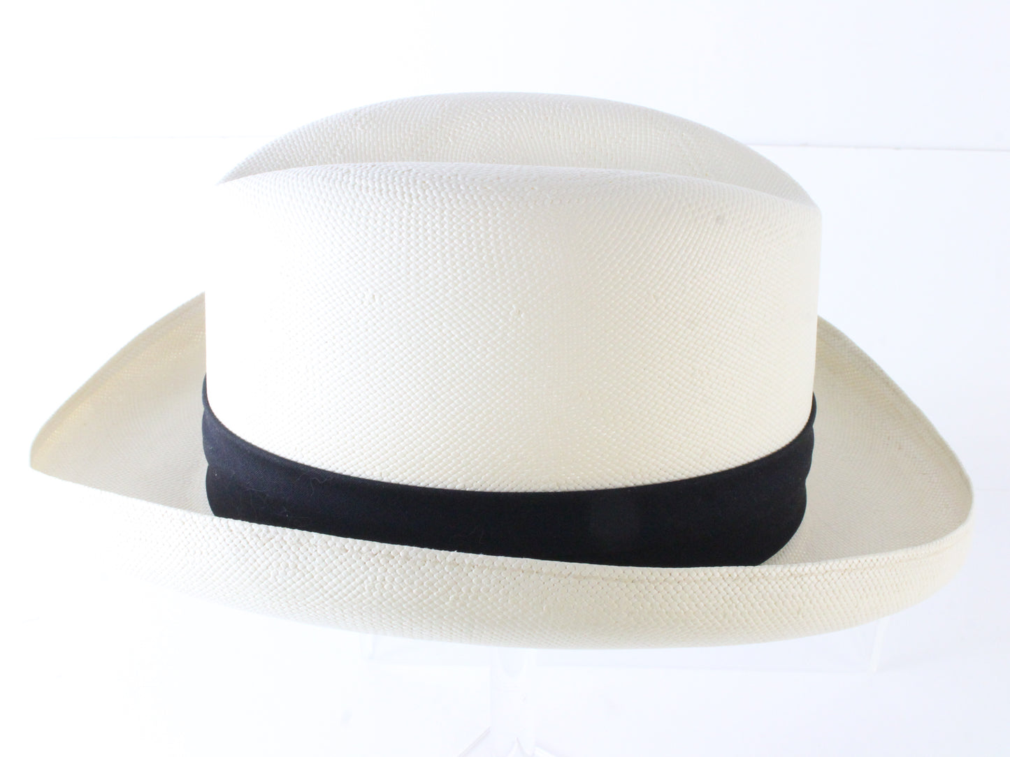 Dobbs Fifth Avenue Mens Natural White Straw Homburg W/ Black Band MULTIPLE SIZES