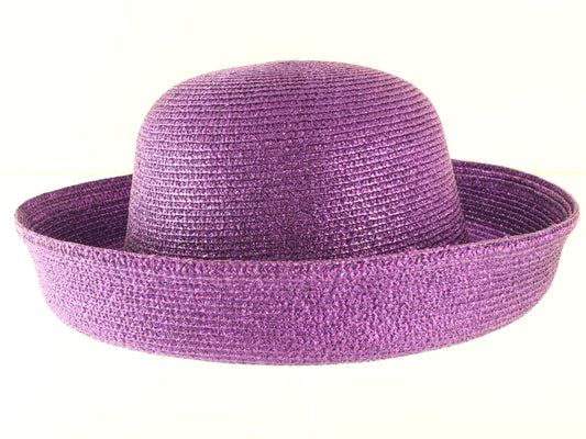 Georgie Ladies Boutique Purple Straw Like Summer Hat MULTIPLE SIZES