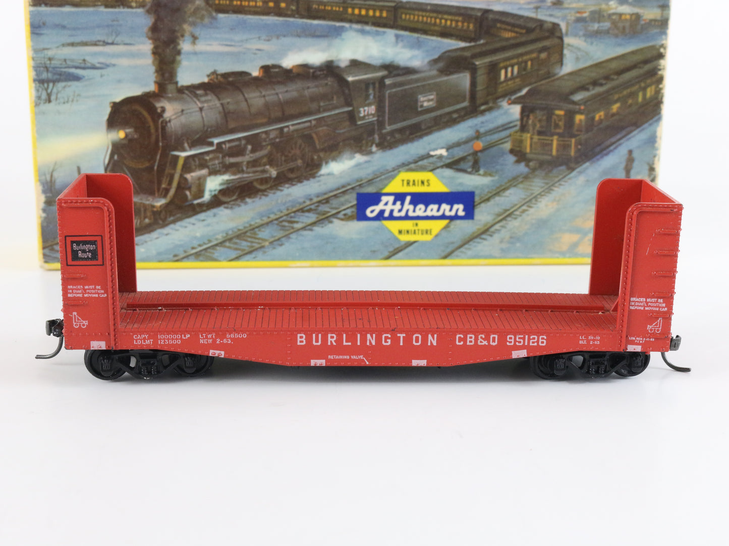 Burlington CB&Q 95126 Pulp Wood Flat Car Athearn HO Model Train