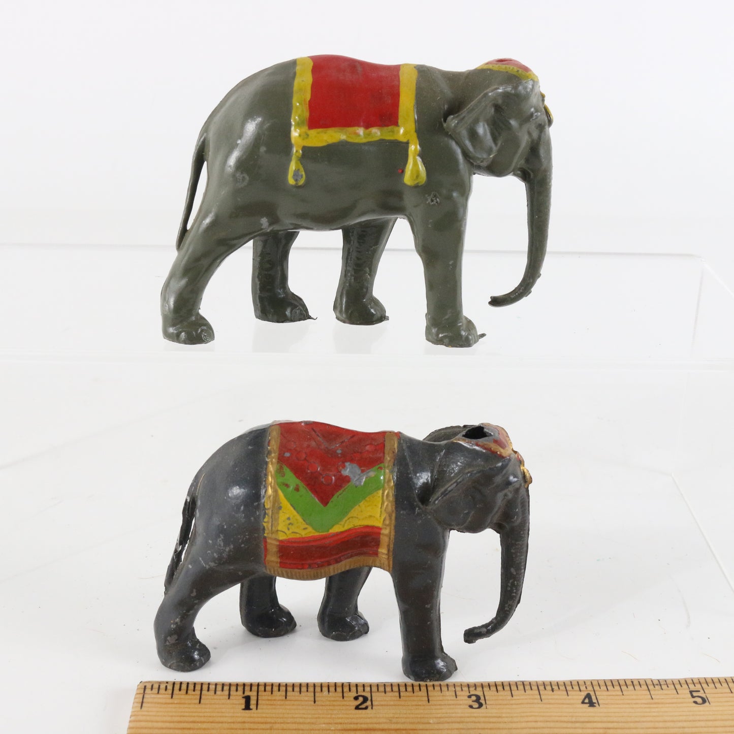 Lot Of 2 Elephants W/ Blankets Metal LEAD 3.5��� Britains or Similar