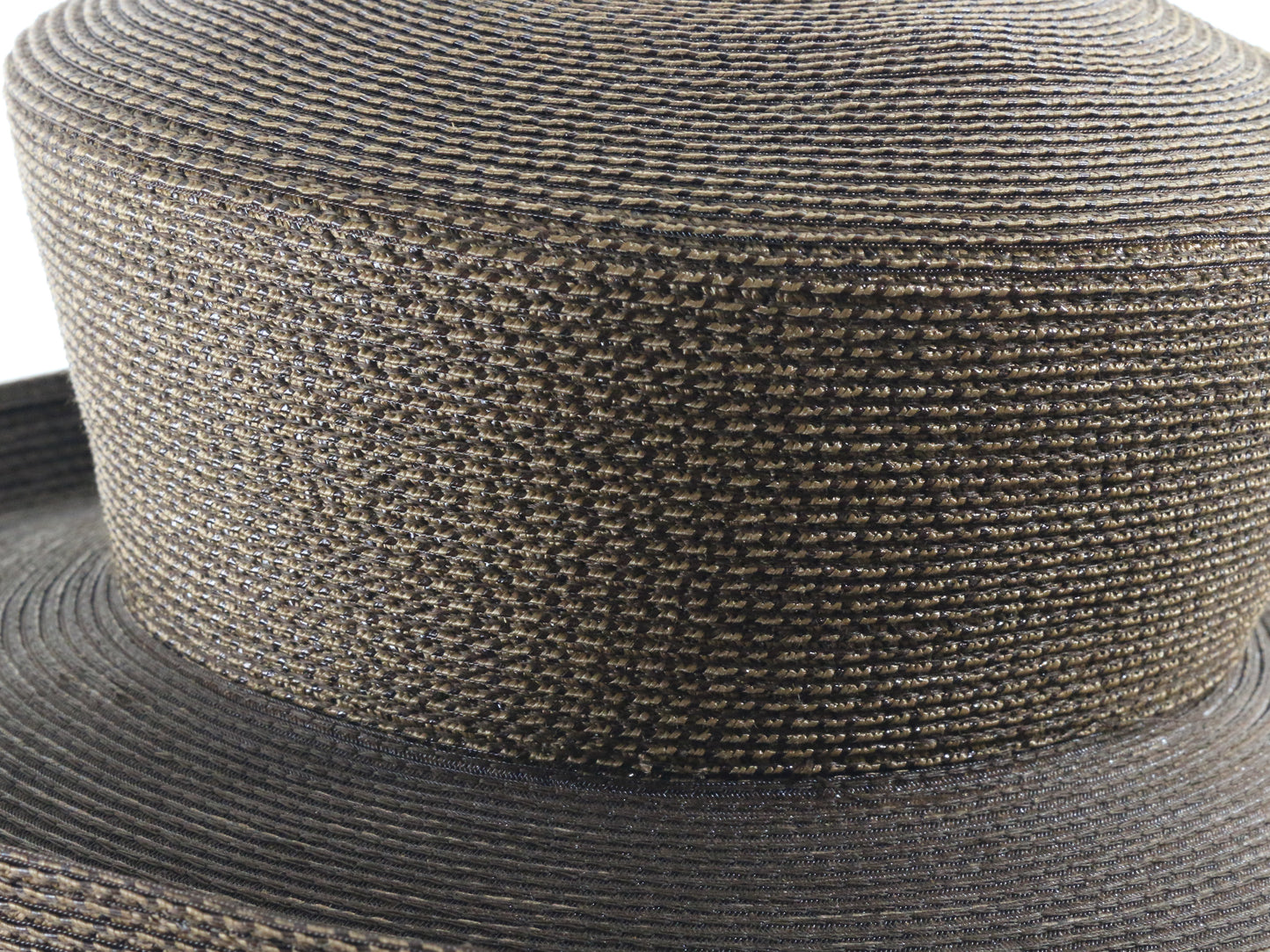 Frank Olive Ladies Brown Mad Hatter Top Kettle Edge Brim Hat 6 7/8 55cm