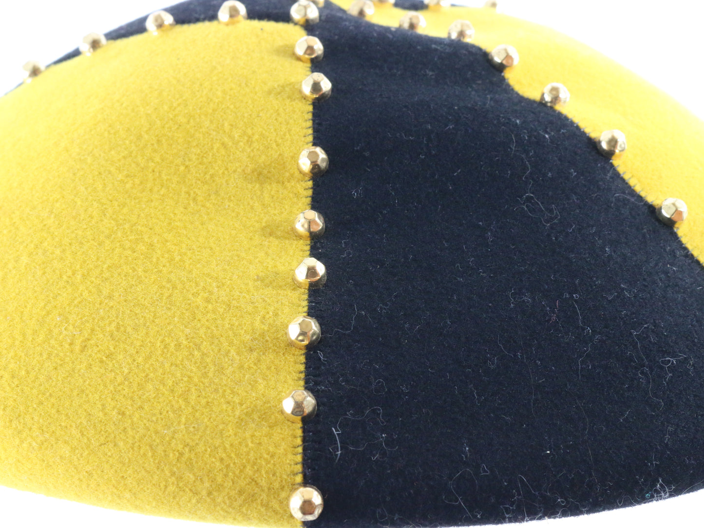 Mr John Classic Ladies Yellow and Black Wool Felt Hat W/ Beads 7 1/8 57cm