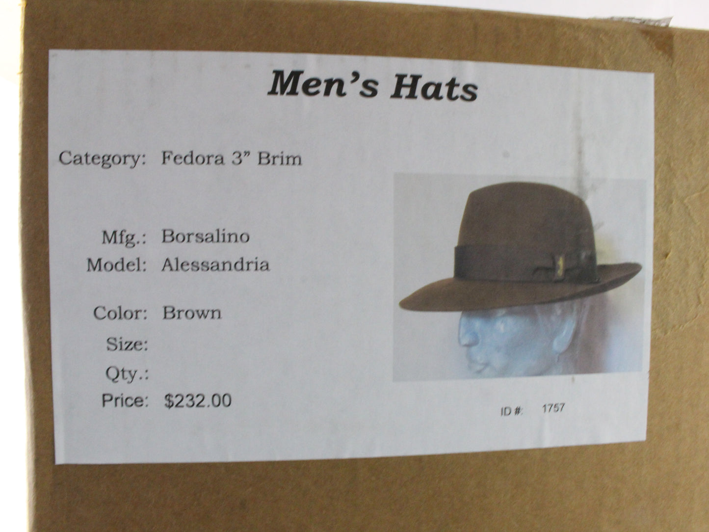 Borsalino Alessandria Mens Brown Felt Fedora W/ Brown Interior 5 56cm