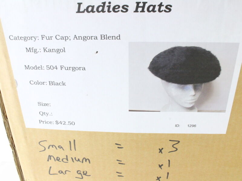 Kangol Ladies Black Angora Blend Fur Cap MULTIPLE SIZES