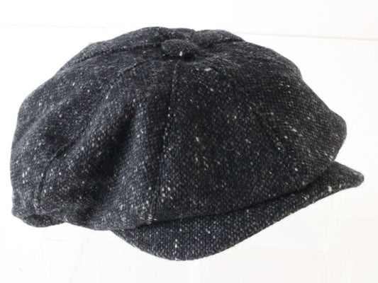 John Hanley & Co Ltd Mens Charcoal Gray Tweed Ivy Cap PURE WOOL MULTIPLE SIZES