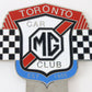 MG Car Club Toronto Est 1955 4.75" Metal Emblem Badge