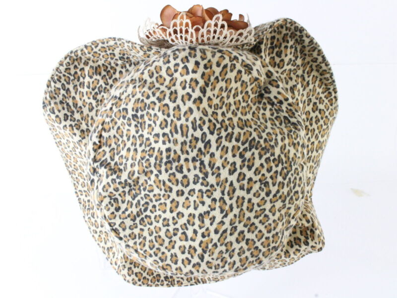 Peralta Place Ladies Leopard Print Boutique Hat W/ Rose 7 1/4 58cm