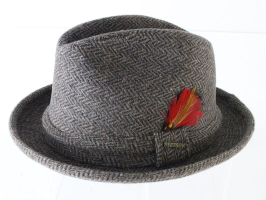 Stetson Mens Brown Wool Felt Rain Hat W/ Red Feather MULTIPLE SIZES