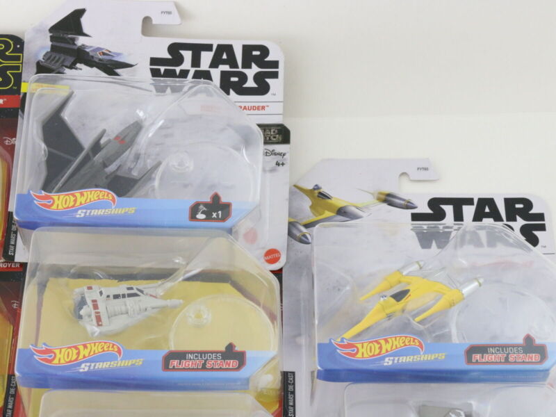 Lot Of 19 Star Wars Vehicles & Ships Hotwheels Starships XWING ATAT TIE RACER