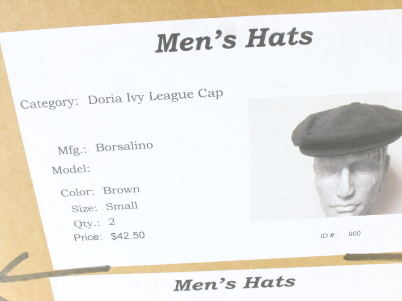 Borsalino Mens Brown Felt Ivy Cap SMALL Newsboy Style 8 Qtr Cap