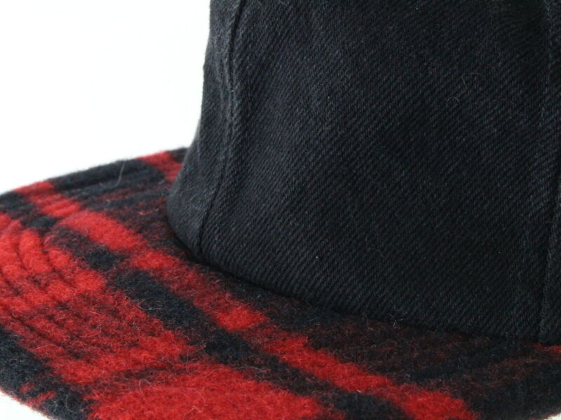 Lake Of The Isles Mens Black Denim And Red Plaid Winter Fall Hat Cap L/XL