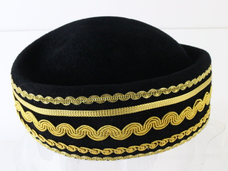 Sonni Of California Laides Boutique Black And Gold Felt Cap 6 7/8 55cm