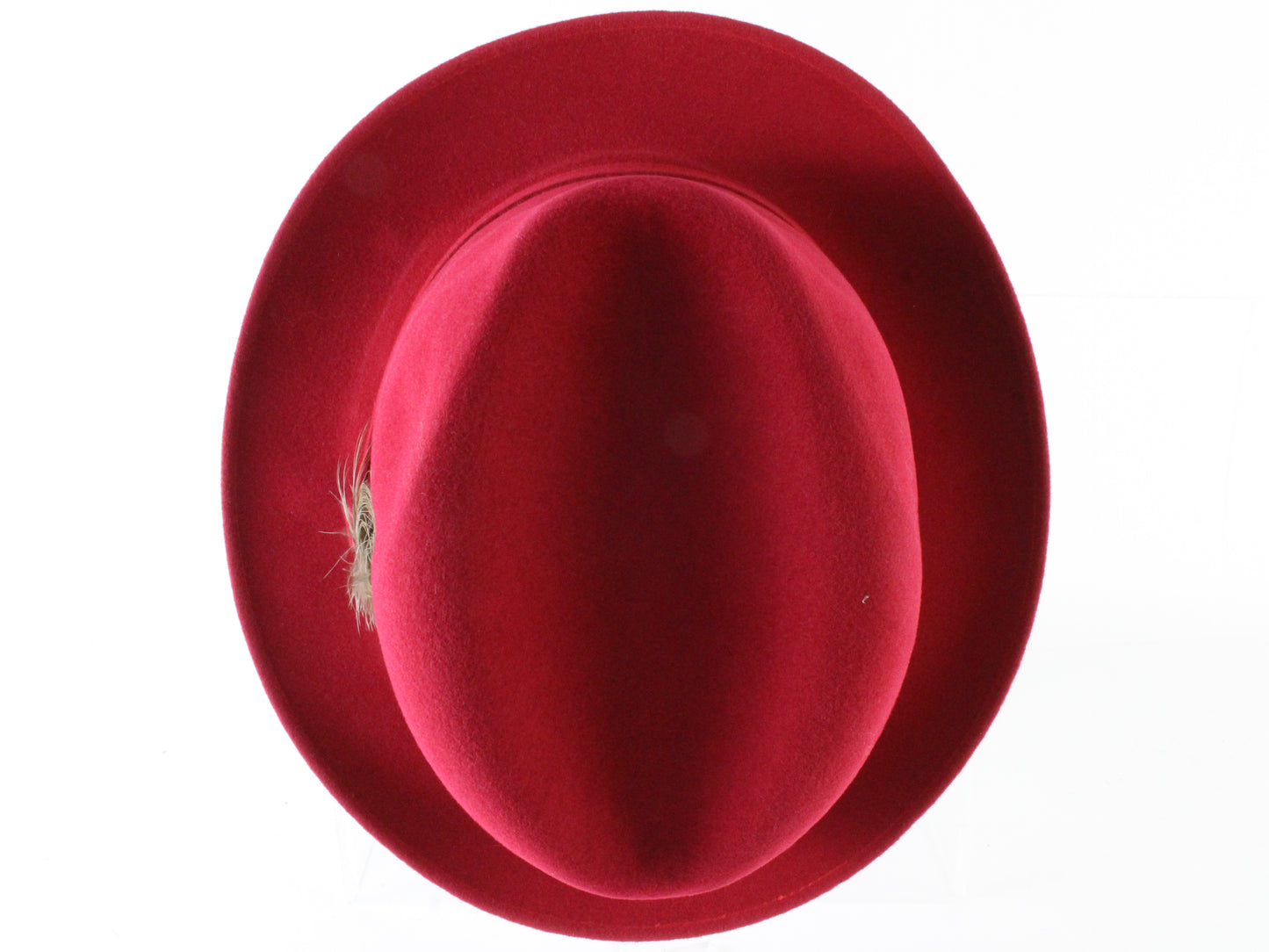 Dobbs Mens Classic Red Felt Fedora W/ Feathers and Pin MULTIPLE SIZES