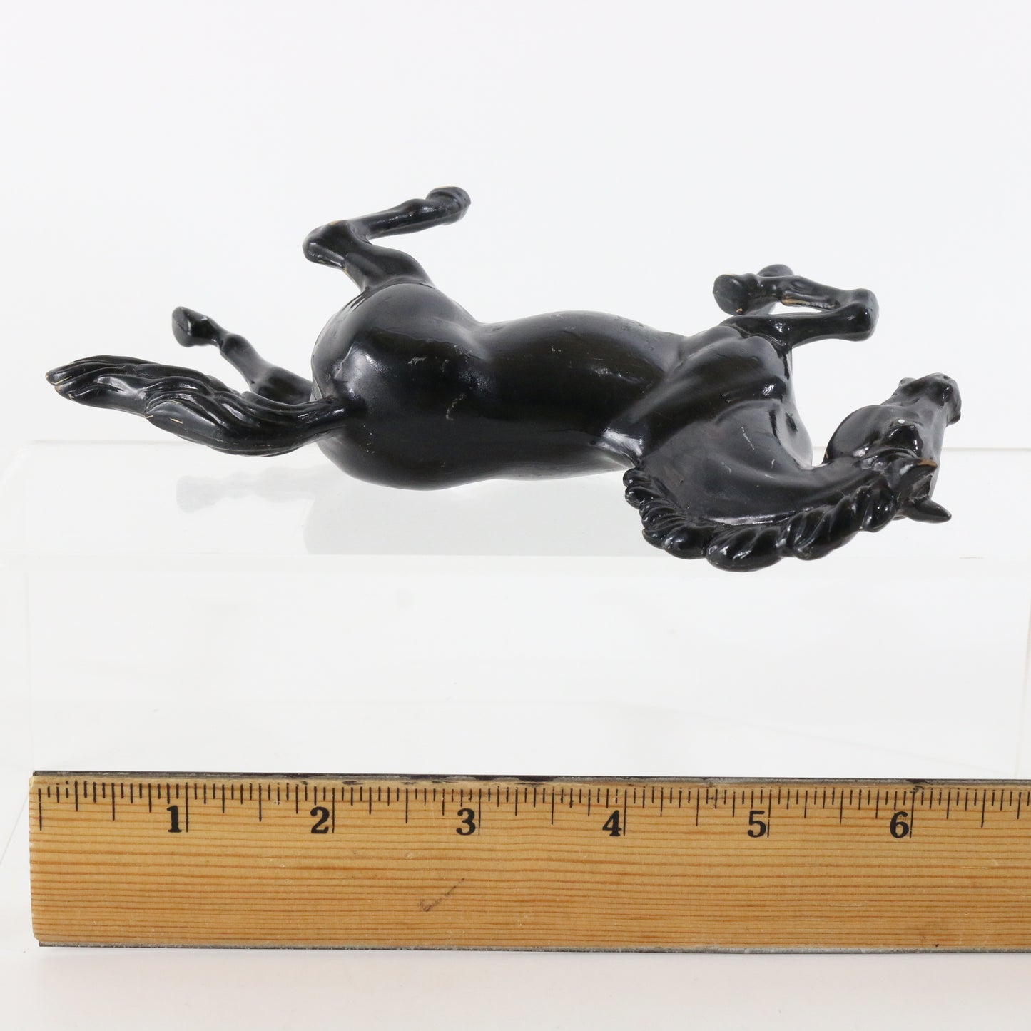 Vintage Black Running Plastic Horse Toy Figurine 6.5" Philippines