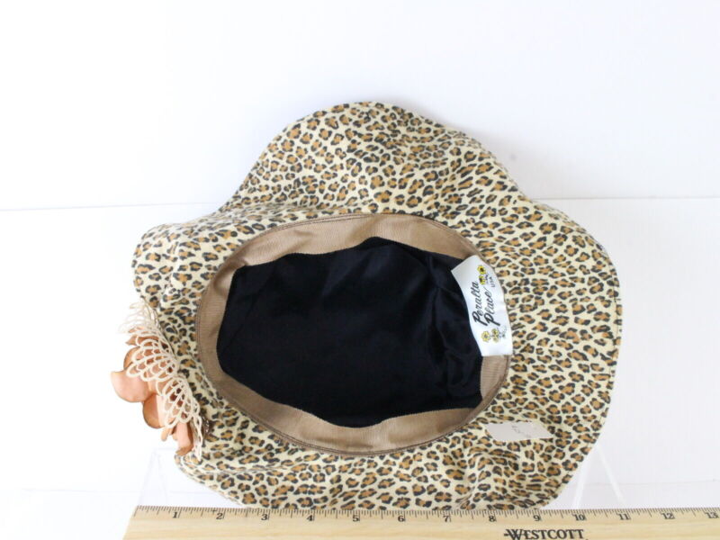 Peralta Place Ladies Leopard Print Boutique Hat W/ Rose 7 1/4 58cm