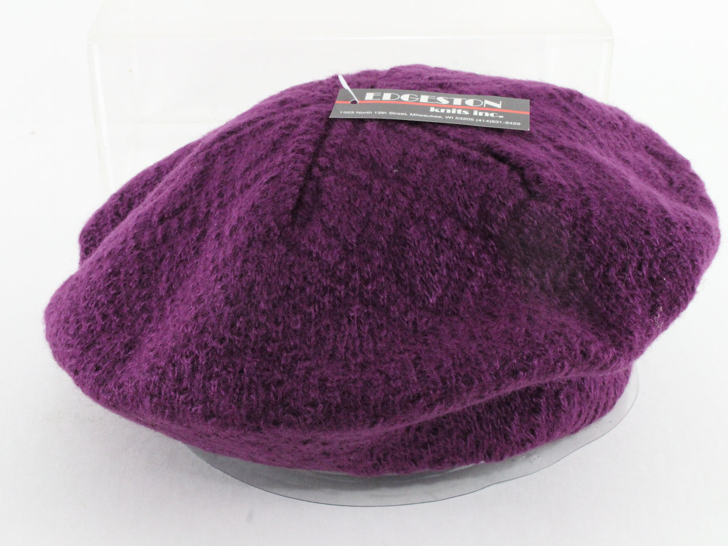 Edgeston Purple Knit Ladies Boutique Vintage Cap Stretch Band