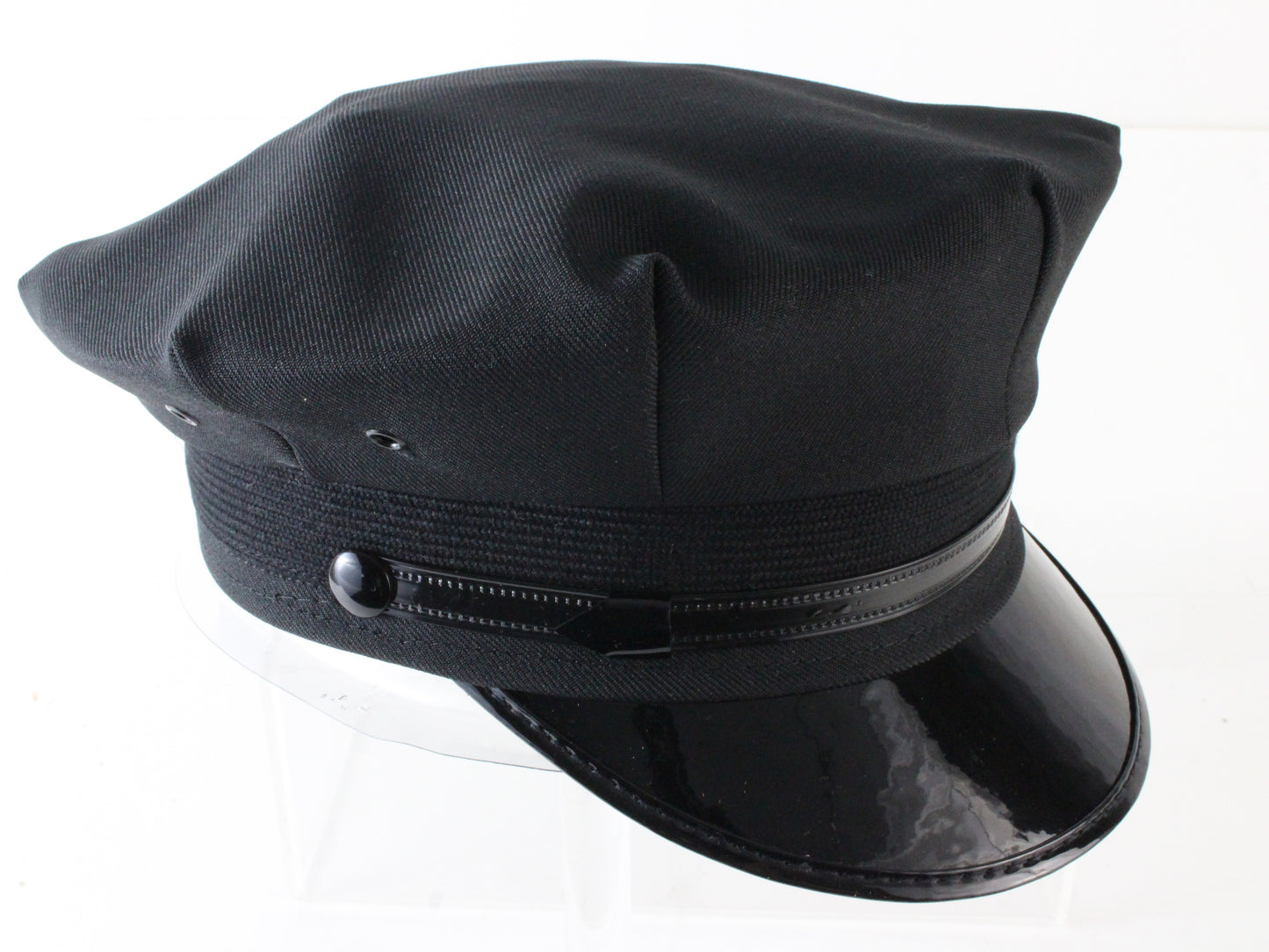 Mens Black Curved Brim Chauffeurs Cap QUALITY Union Made USA MULTIPLE SIZES