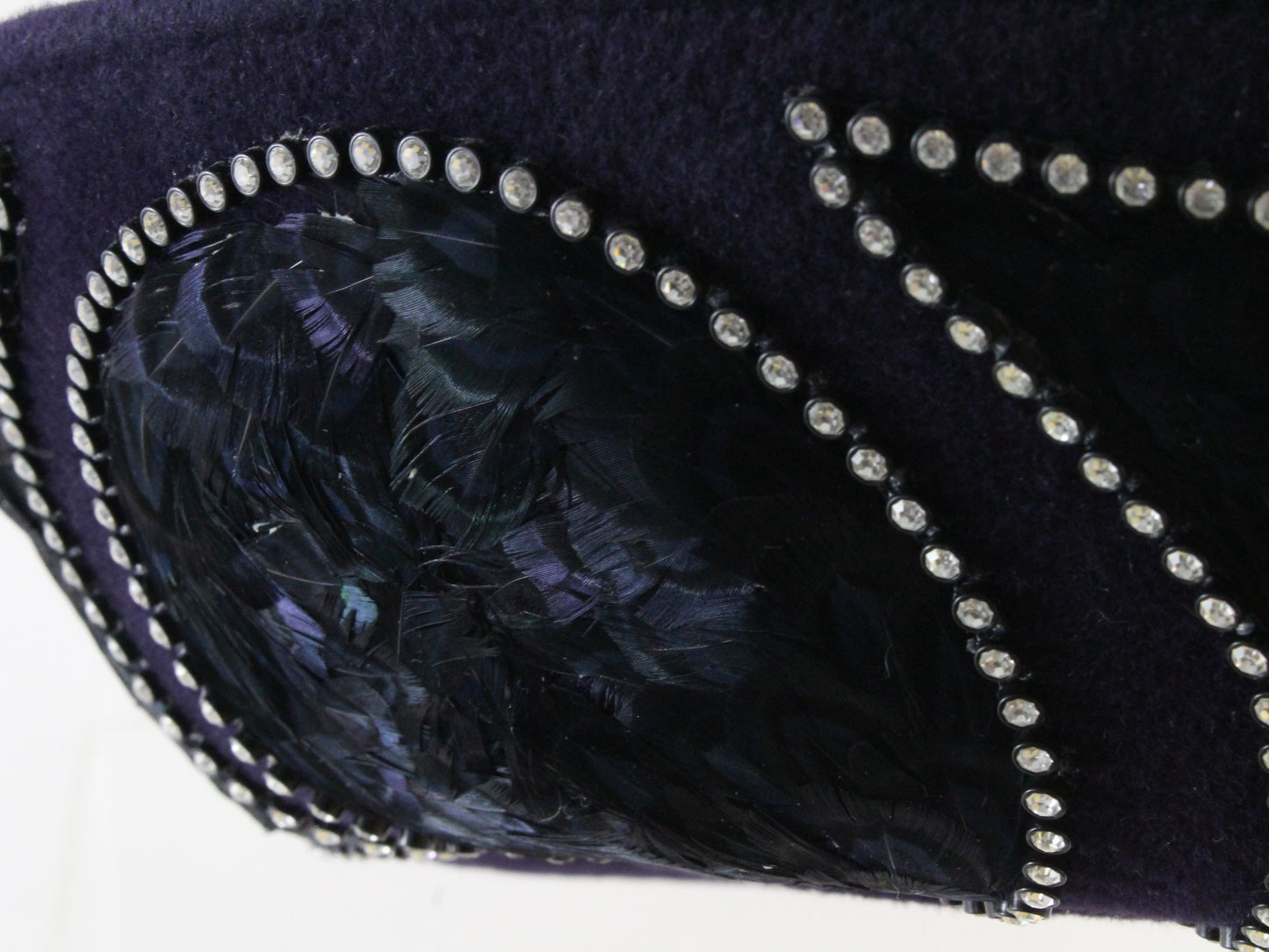 Jack Mcconnell New York Ladies Navy Blue Felt Hat W/ Feathers 6 7/8 55cm