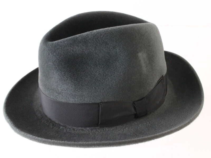 Selentino Mens Gray Genuine Velour Quality Made Fedora 7 3/4 62cm