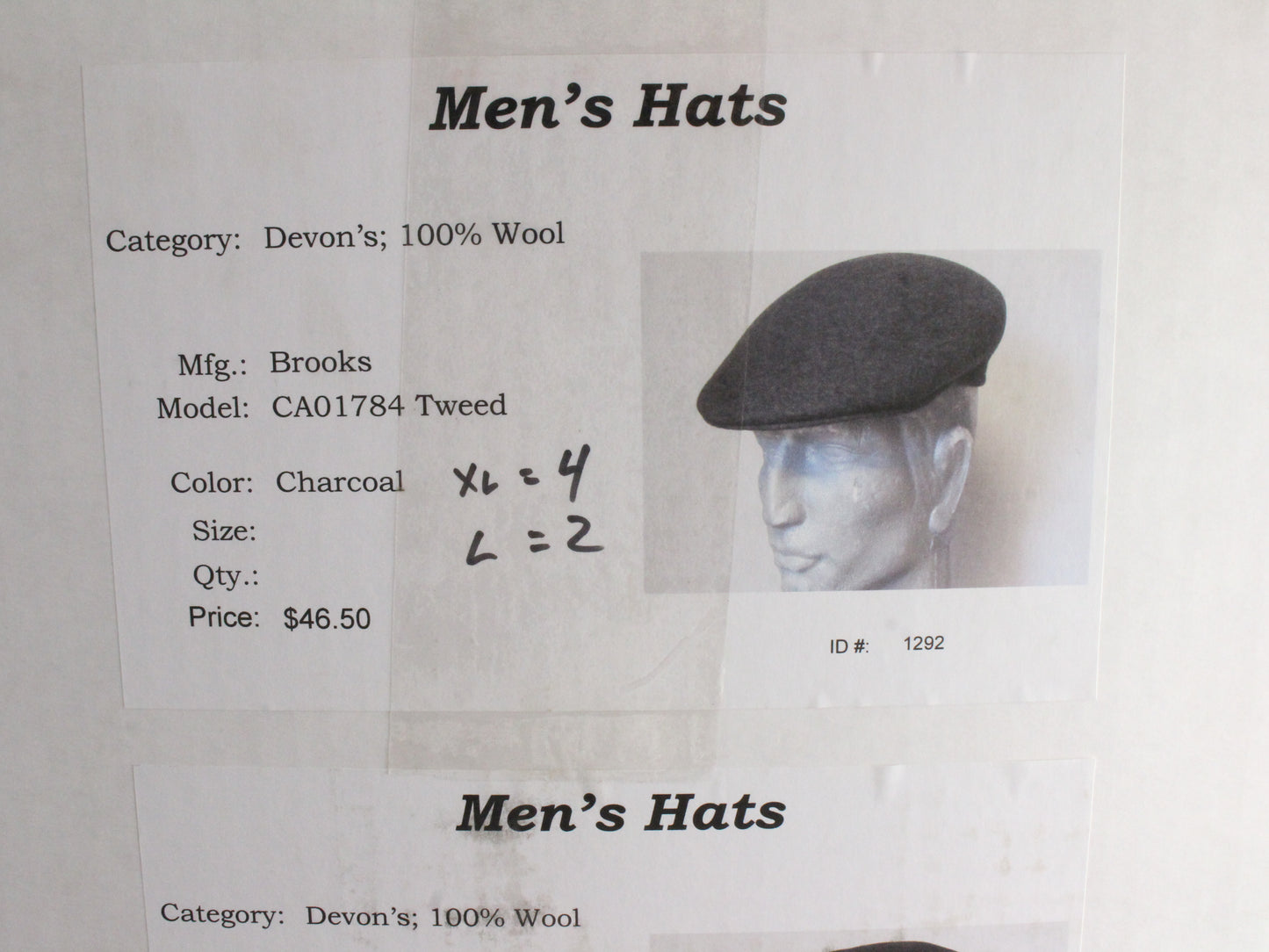 Brooks Mens Charcoal Gray Wool Felt Devon Hat Newsboy Cap MULTIPLE SIZES