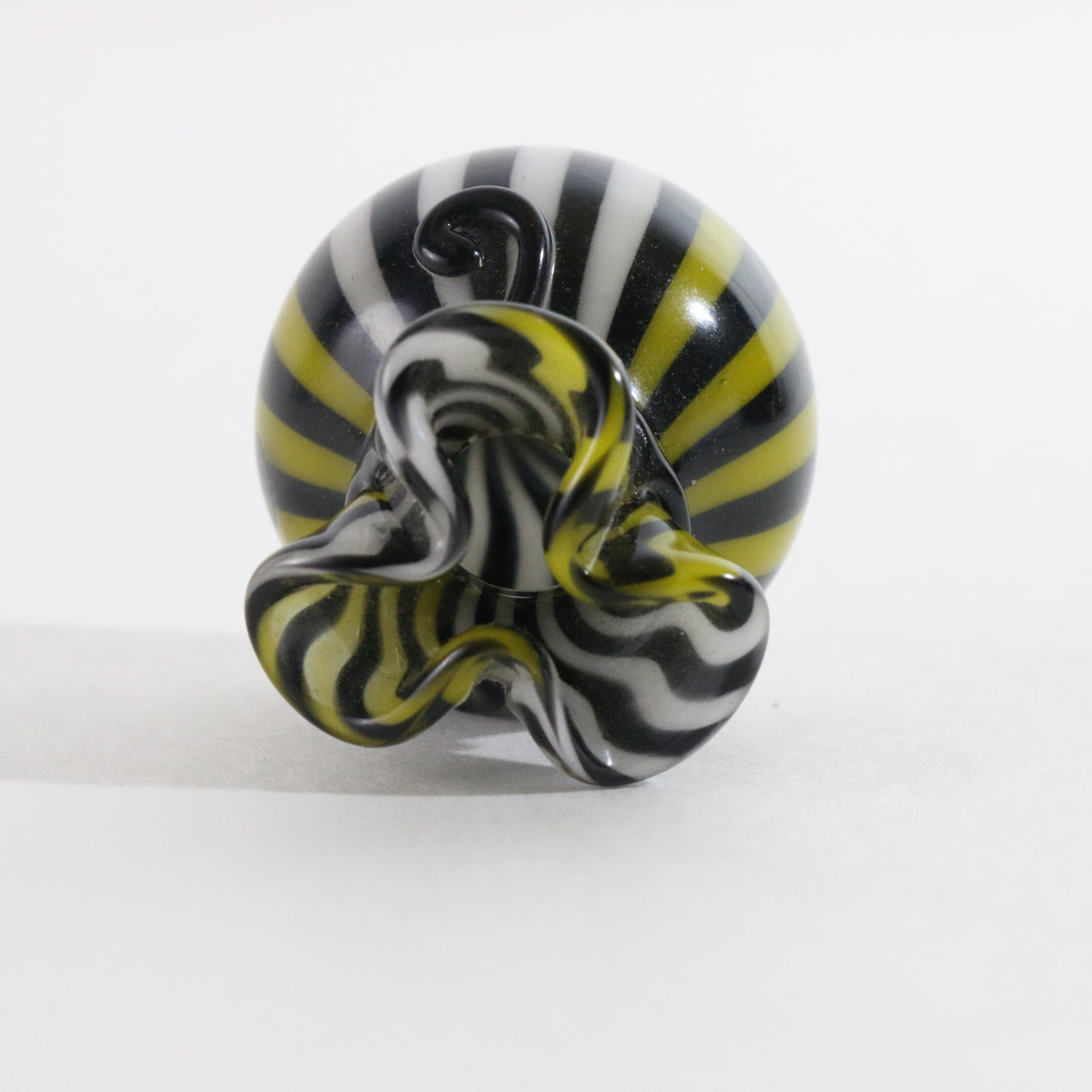 JAG Just Another Gallery Glass Money Bag Black White Yellow Swirl #4 1.25"