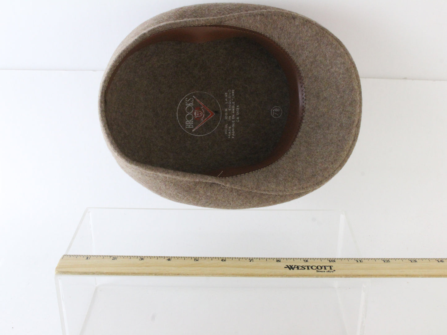 Brooks Mens Tan Wool Tweed Felt Devon Hat W/ Brown Inner Newsboy MULTIPLE SIZES