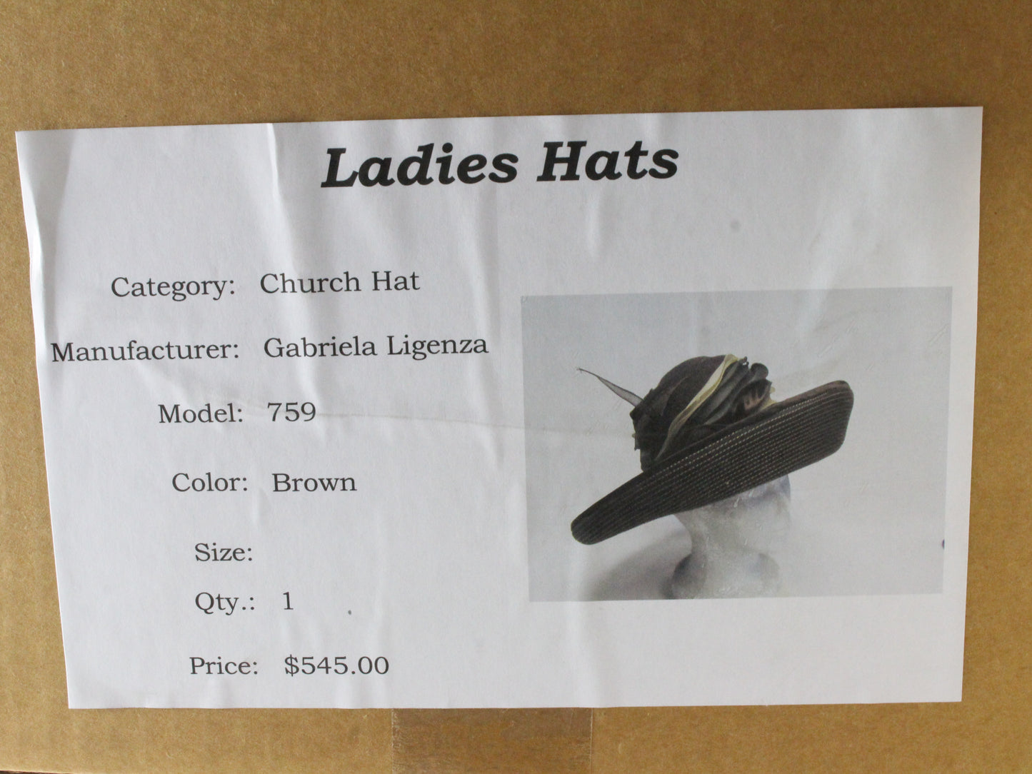 Gabriela Ligenza Ladies Elegant Handmande Brown Felt Hat 7 56cm