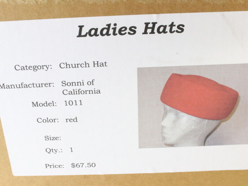 Sonni Of California Ladies Red Felt Pillbox Hat Church Hat Sunday 7 1/8 57cm