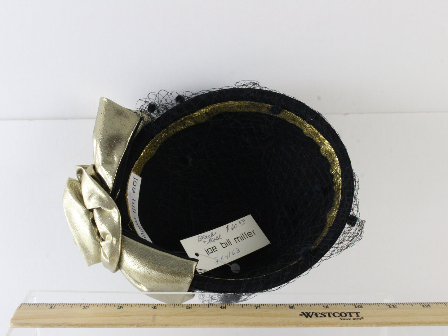 Joe Bill Miller Ladies Black and Gold Boutique Hat W/ Bow MULTIPLE SIZES