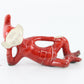 Vintage Red Suit Pixie Elf Reclining On Green Log Planter Ceramic 7 In