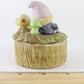 Vintage Pixie Elf With Mushroom Ceramic Trinket Box With Lid 3 In