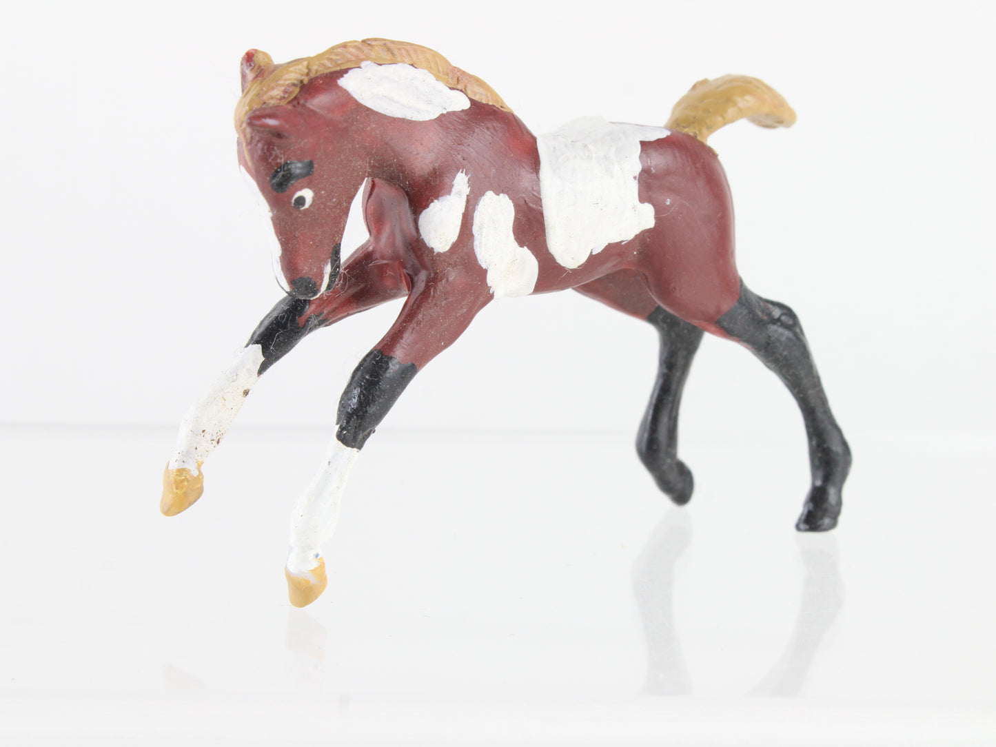 Custom Painted Scrambling Foal Brown And White Breyer #5613 Stablemates